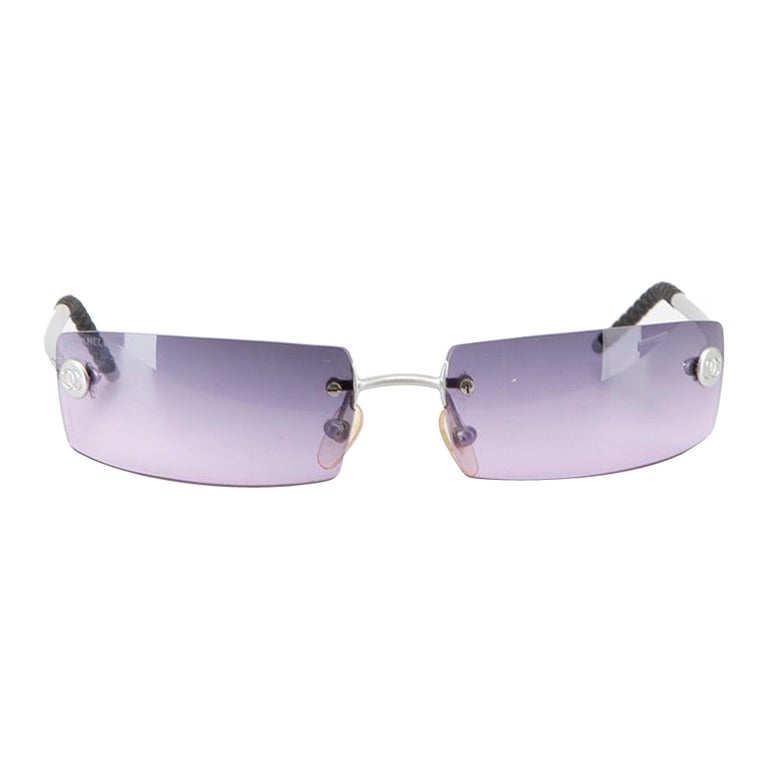 Chanel Women's Vintage Purple Rectangle Lens Sunglasses For Sale at 1stDibs