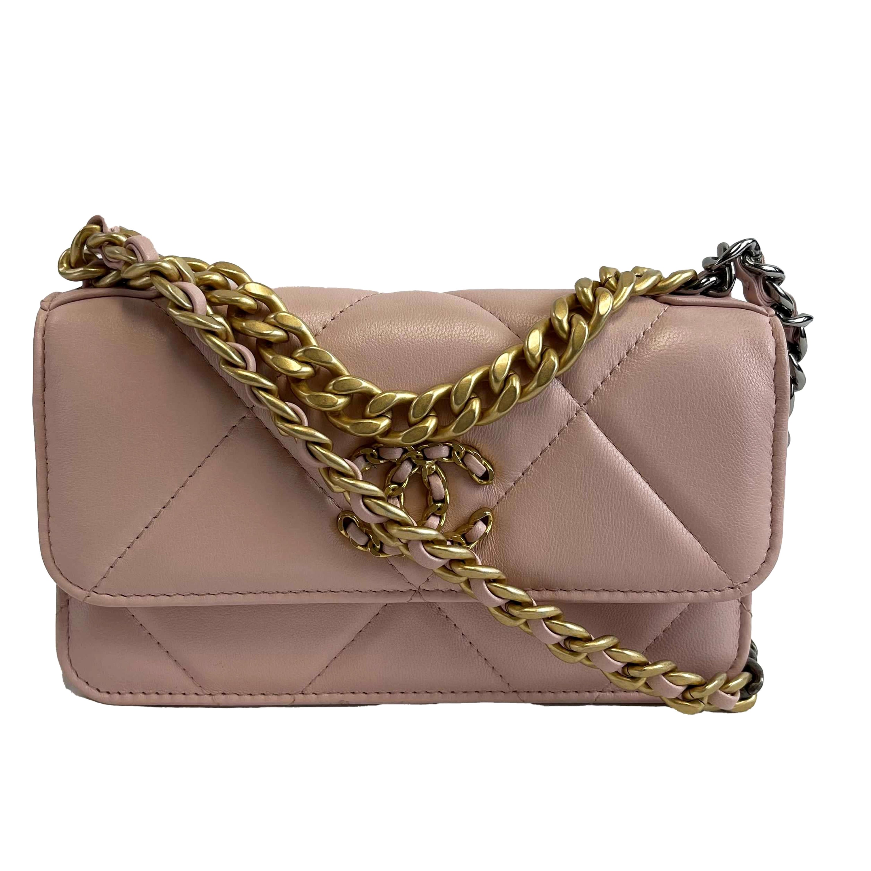 *NEW* Chanel 21S Classic Pearl Light Pink Small Wallet On Chain Crossbody  Bag
