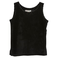 Saint Laurent Top FR40 Black Suede and Leather Sewing