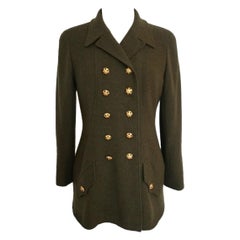 Chanel Herbst 1996 Olivgrüne Jacke mit Gripoix-Knöpfen