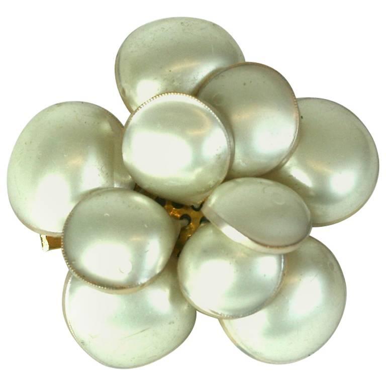 Classic Maison Gripoix for  Chanel Pearl Camellia Brooch, Maison Gripoix For Sale