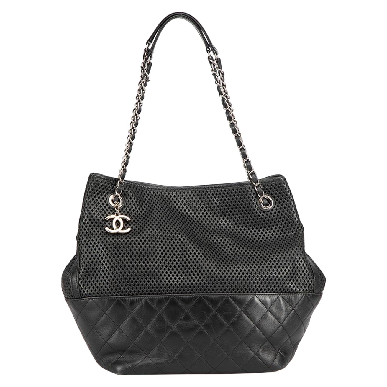 Chanel Women's Black Leather CC Up In The Air Tote For Sale
