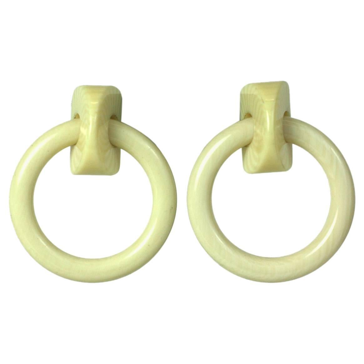 French Celluloid Door Knocker Earclips For Sale
