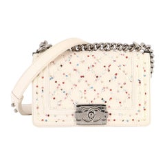 Chanel Boy Flap Bag Lambskin with Quilted Tweed and Sequins Small