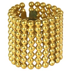 Retro French Gilt Ball Chain Wide Cuff Bracelet