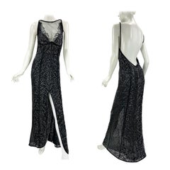 Bob Mackie - Robe en tulle noire entièrement perlée, taille US 12, état neuf avec étiquettes