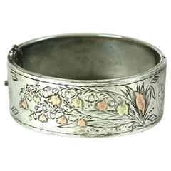 Antique Victorian Mixed Metal Lily of the Valley Bangle