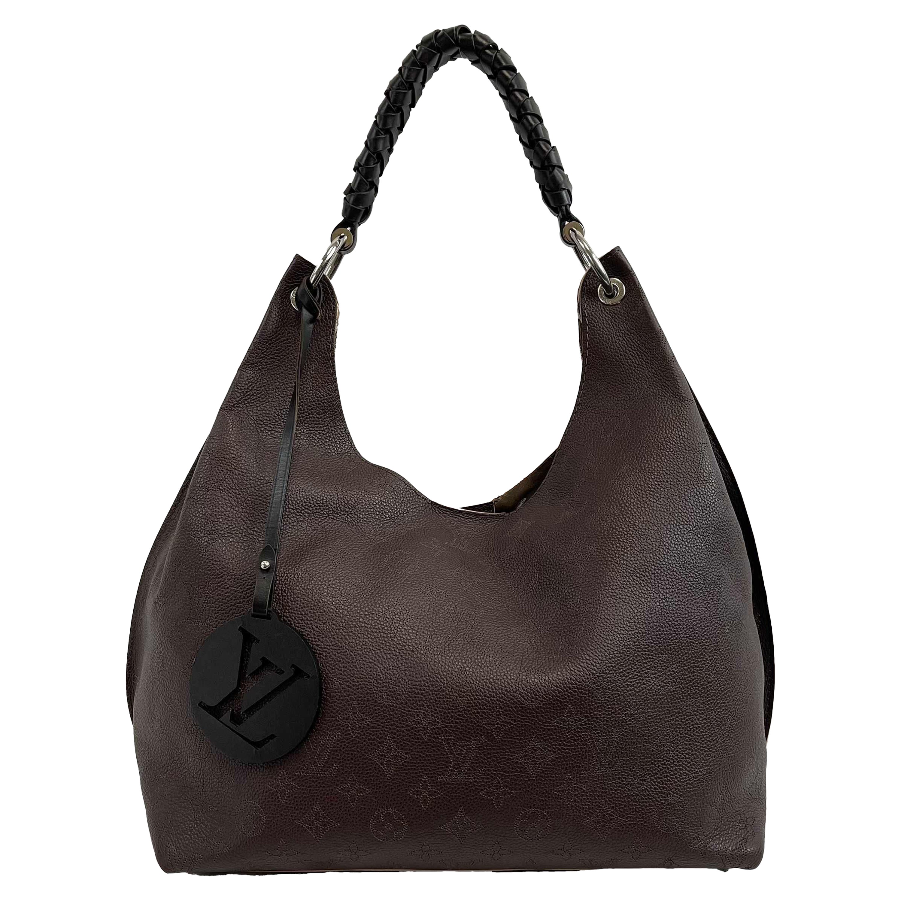 Louis Vuitton - Carmel Hobo Mahina Leather Brown Monogram Shoulder Bag w/  Charm For Sale at 1stDibs