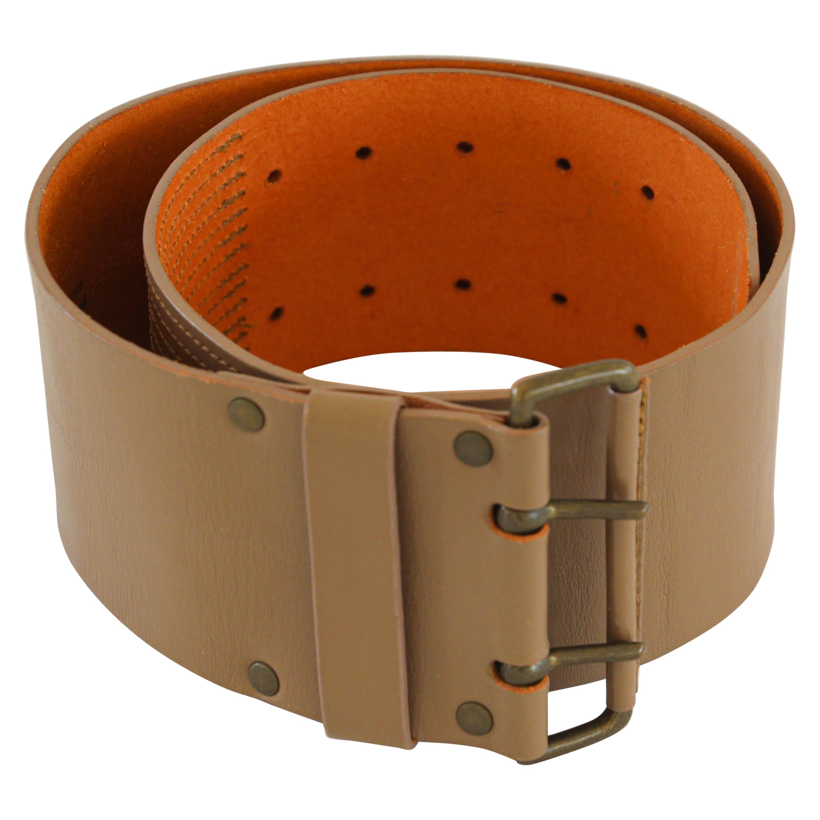 Dries Van Noten Oversized Wide Leather Waist Belt For Sale