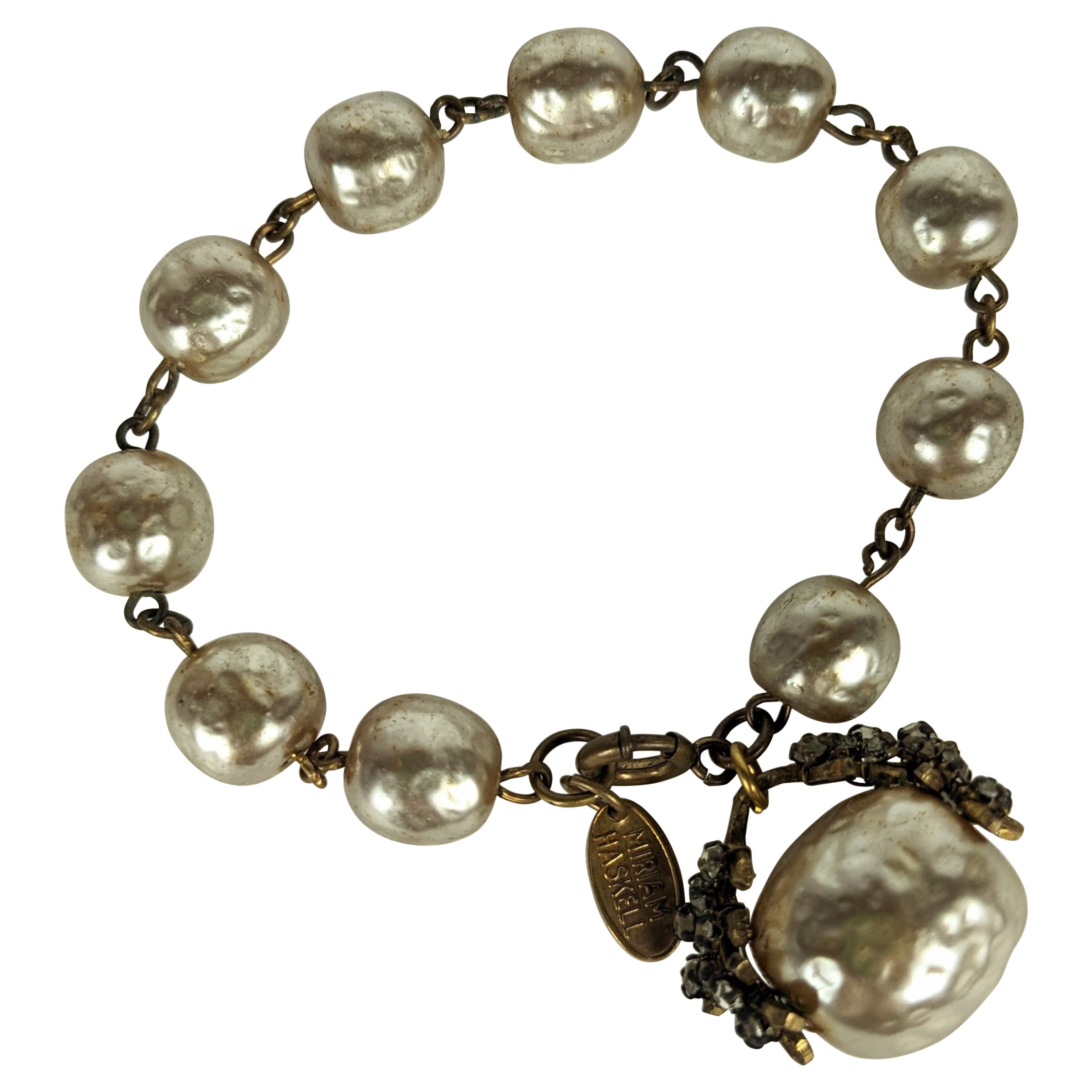 Miriam Haskell Pearl Fob Bracelet