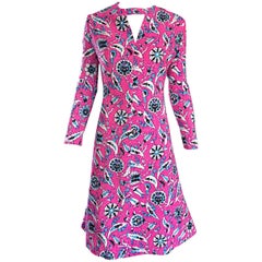 Vintage Adele Simpson Plus Size 1960s Hot Pink + Silver + Blue Metallic Dress