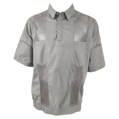 Vintage Mens See Through Mens Mesh Panel Short Sleeve Shirt, 1980s