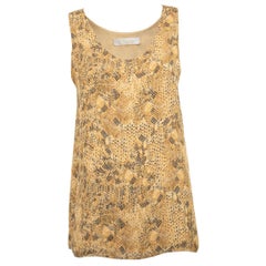 Snakeskin Pattern Silk Sleeveless Top Size L