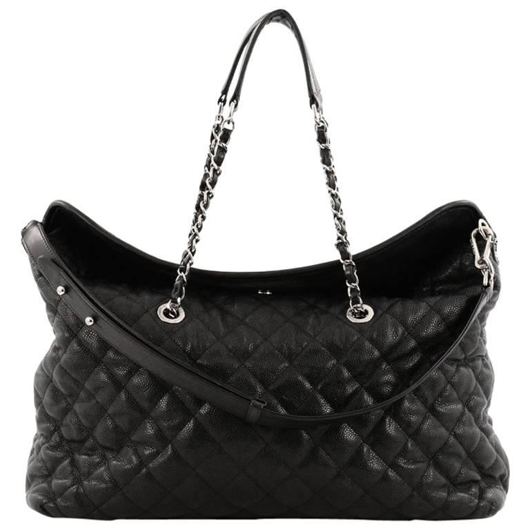 Chanel French Riviera Fold Tote Quilted Caviar Large