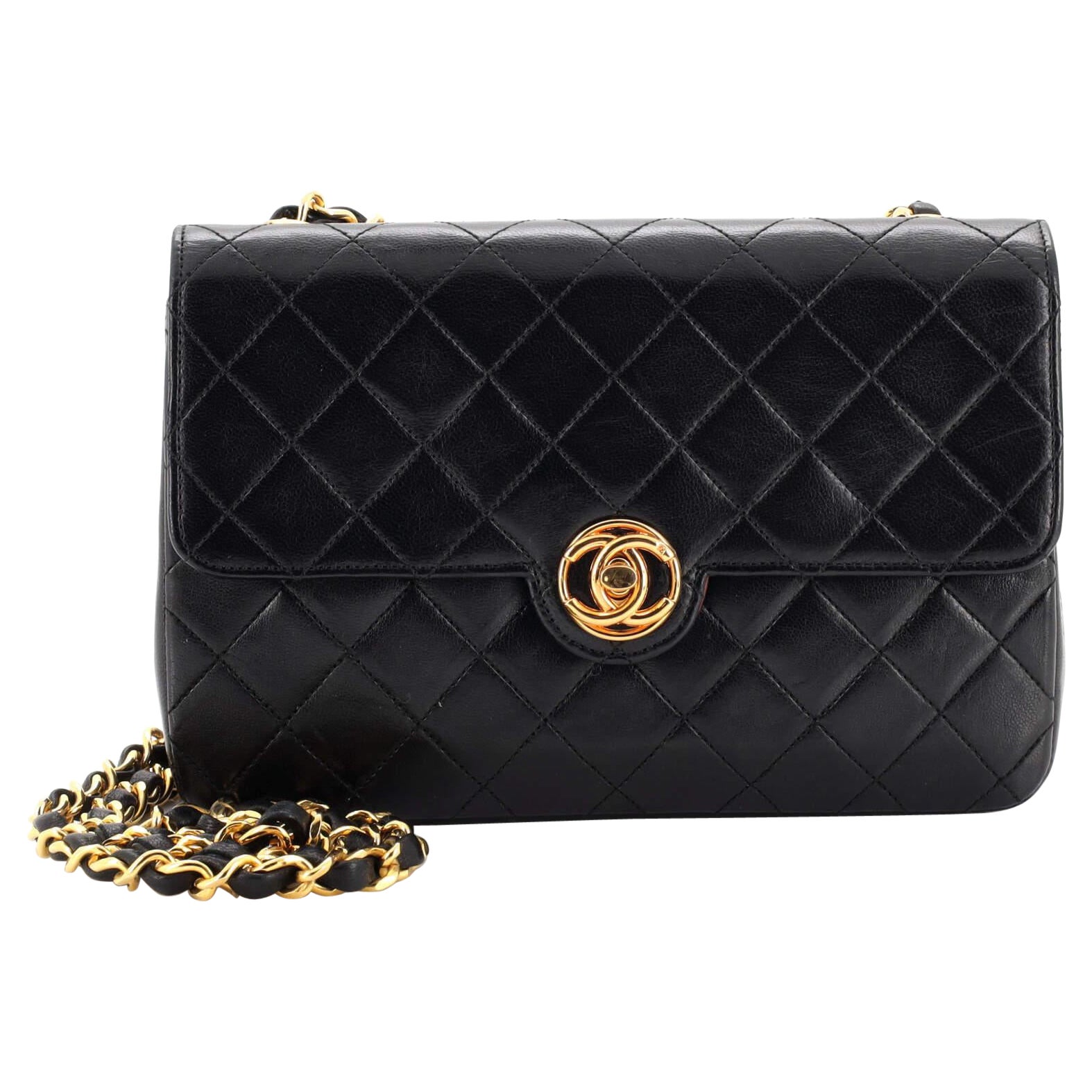 Chanel Vintage CC Chain Flap Bag Quilted Lambskin Mini For Sale at 1stDibs