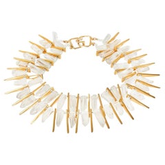 1990s Kenneth Jay Lane Gold and Crystal Statement Necklace