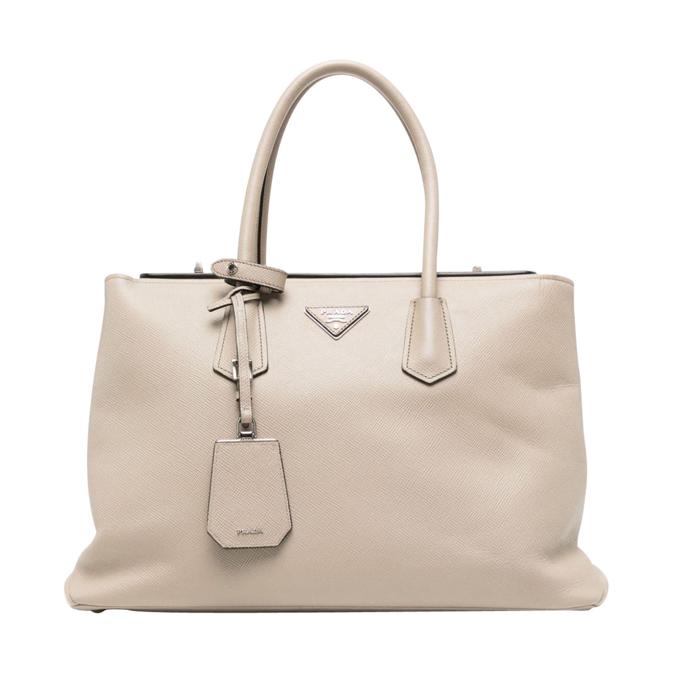 Prada Saffiano Mini Boston Bag Handbag Leather Beige Women No accessories  Used