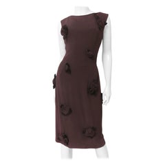 Estevez Brown Flower Applique Dress 1960s