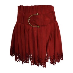 Alexander McQueen Spring 2003 Red Cutout Leather Mini Skirt (Look 7)