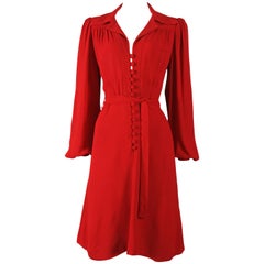 Ossie Clark red crepe dress, circa 1970s