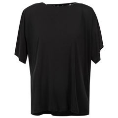 Black Silk Buttoned Neck Top Size M