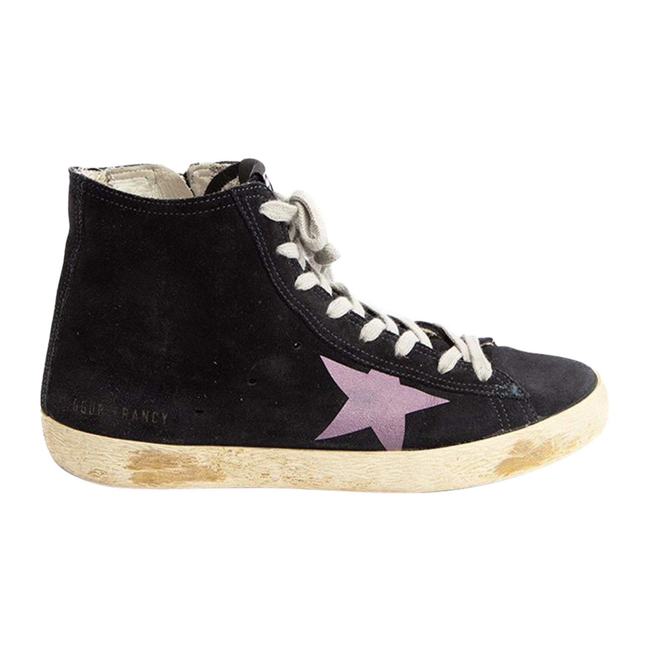 Black Suede Francy High Top Trainers Size IT 37 For Sale
