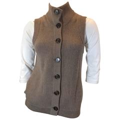 Brunello Cucinelli Light Brown Cashmere Sweater Vest