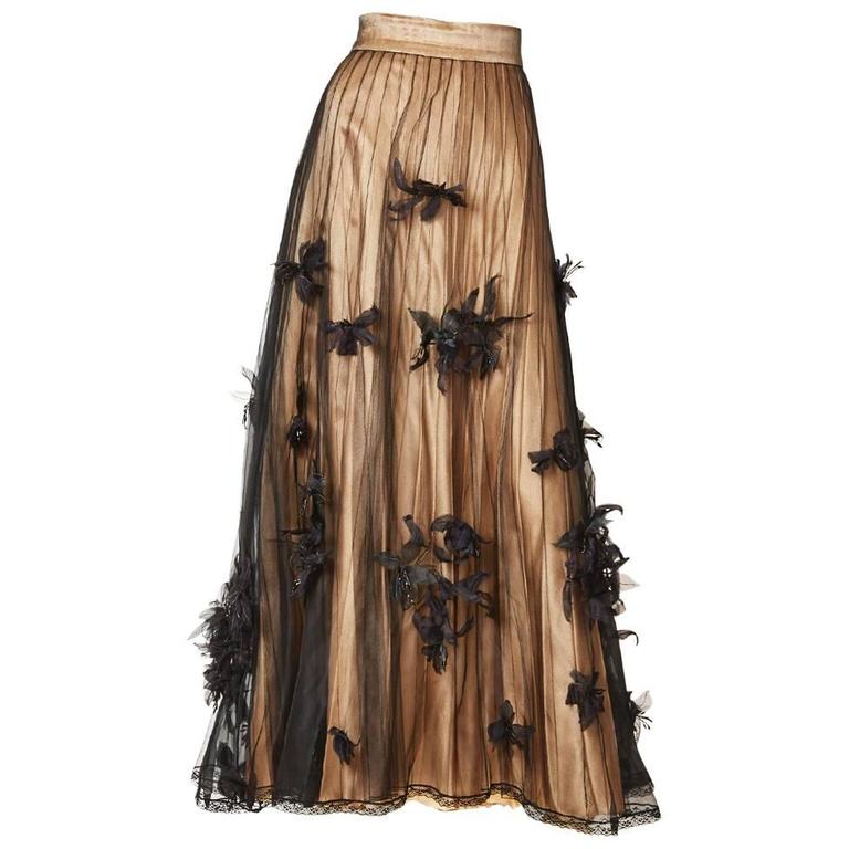 Chanel Couture Layered Evening Skirt Embellished with Sculpted Flowers ...