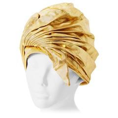 Christian Dior Goldfarbener Lame-Turban