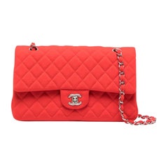 Chanel Red Fabric Medium Flap Bag
