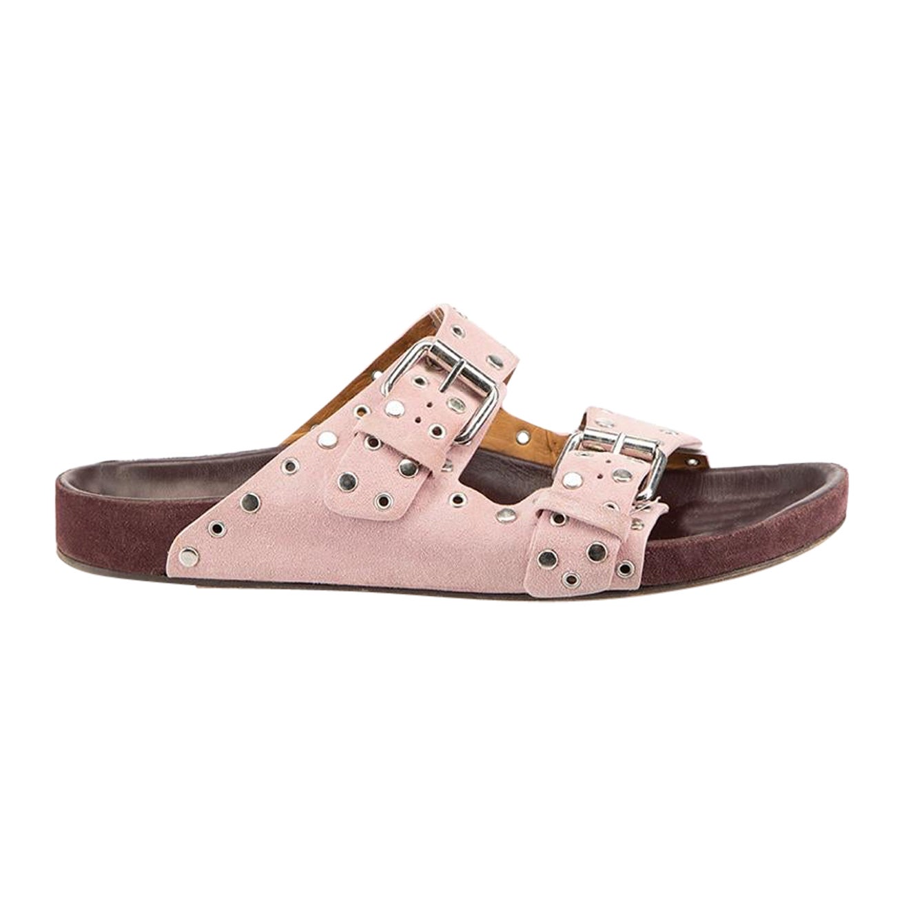 Pink Suede Lennyo Studded Detail Slides Size IT 38 For Sale