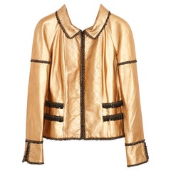 05A Chanel Rose Gold Lederjacke und Tweed FR38