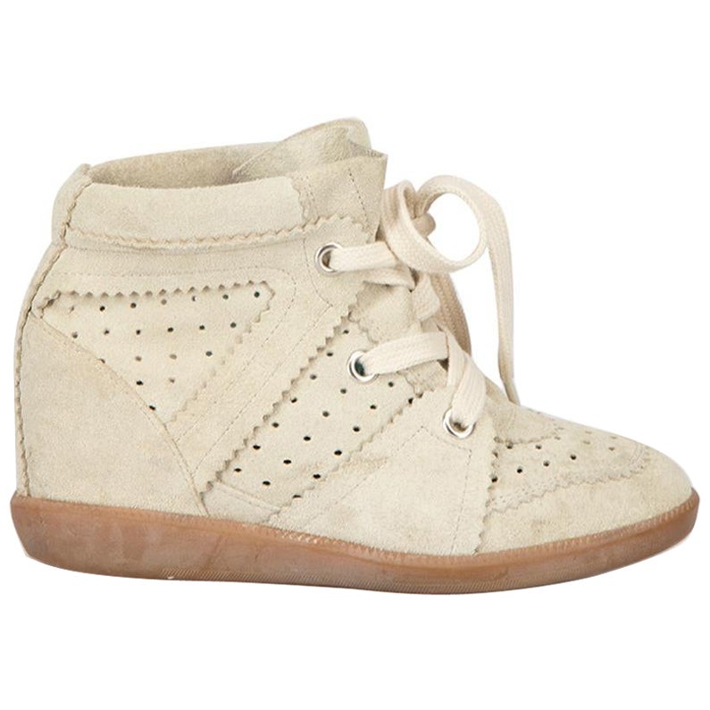 Isabel Marant Étoile Grey Suede Wedge High Top Trainers Size IT 36
