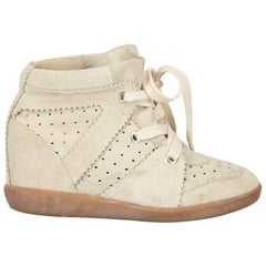 Isabel Marant Étoile Grey Suede Wedge High Top Trainers Size IT 36