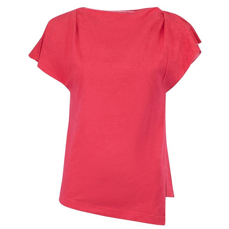 Pink Cap Sleeve Asymmetric Top Size S For Sale