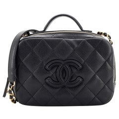 CHANEL CC VINTAGE METAL CHAIN HANDLE WHITE QUILTED TOP HANDLE BAG