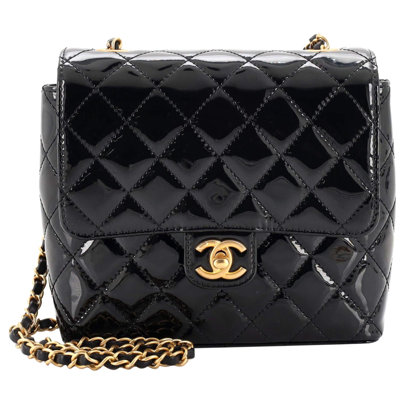 Chanel Very Square Flap Bag Quilted Patent Small