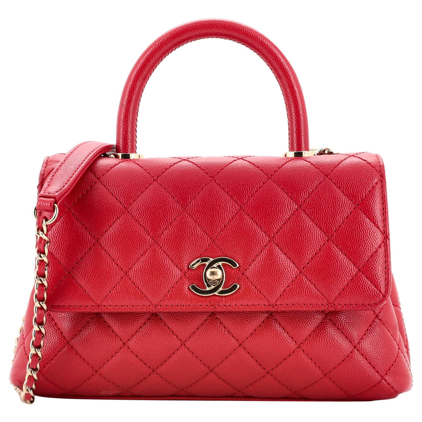 Chanel Coco Top Handle Bag Quilted Caviar Mini For Sale at 1stDibs
