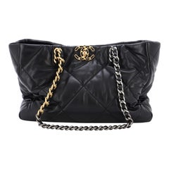 Chanel 19 Shopping Bag Quilted Leather East West at 1stDibs