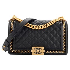 Chanel Chain Around Boy Flap Bag Quilted Caviar Old Medium