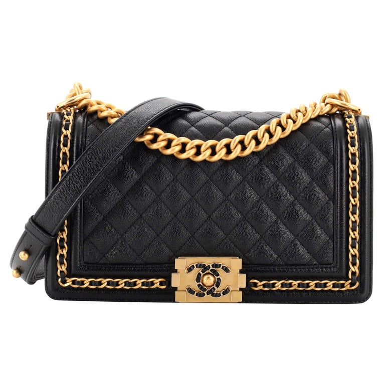 Chanel Chain Around Boy Flap Bag Quilted Caviar Old Medium at 1stDibs