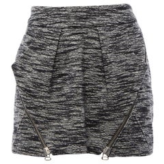 Grey Wool Zip Detail Mini Skirt Size M