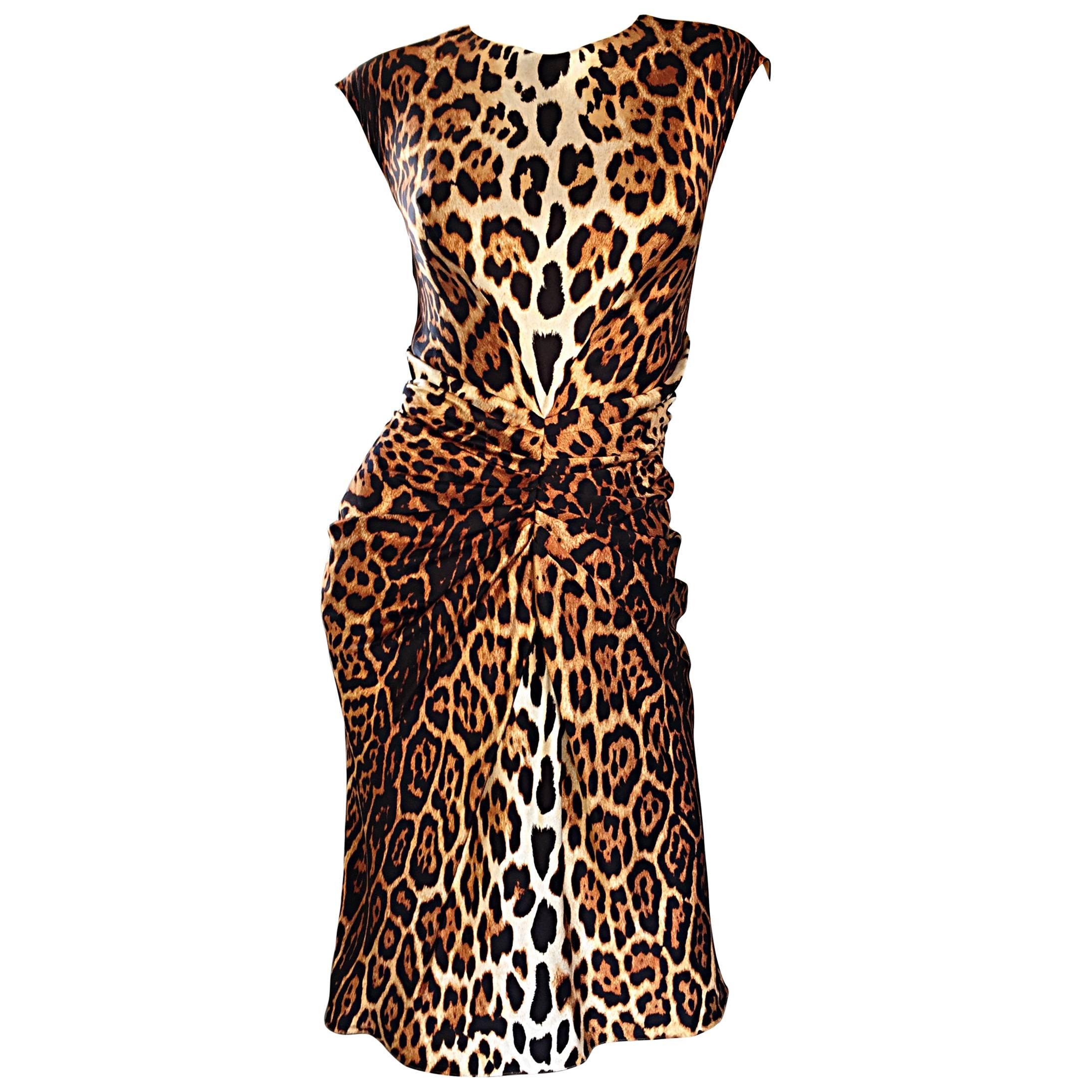 Christian Dior Size 10 by John Galliano Spring 2008 Leopard Print Silk Dress