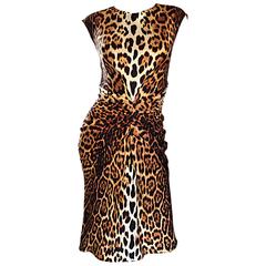 Christian Dior by John Galliano Spring 2008 Leopard Print Silk Dress Size 10 9