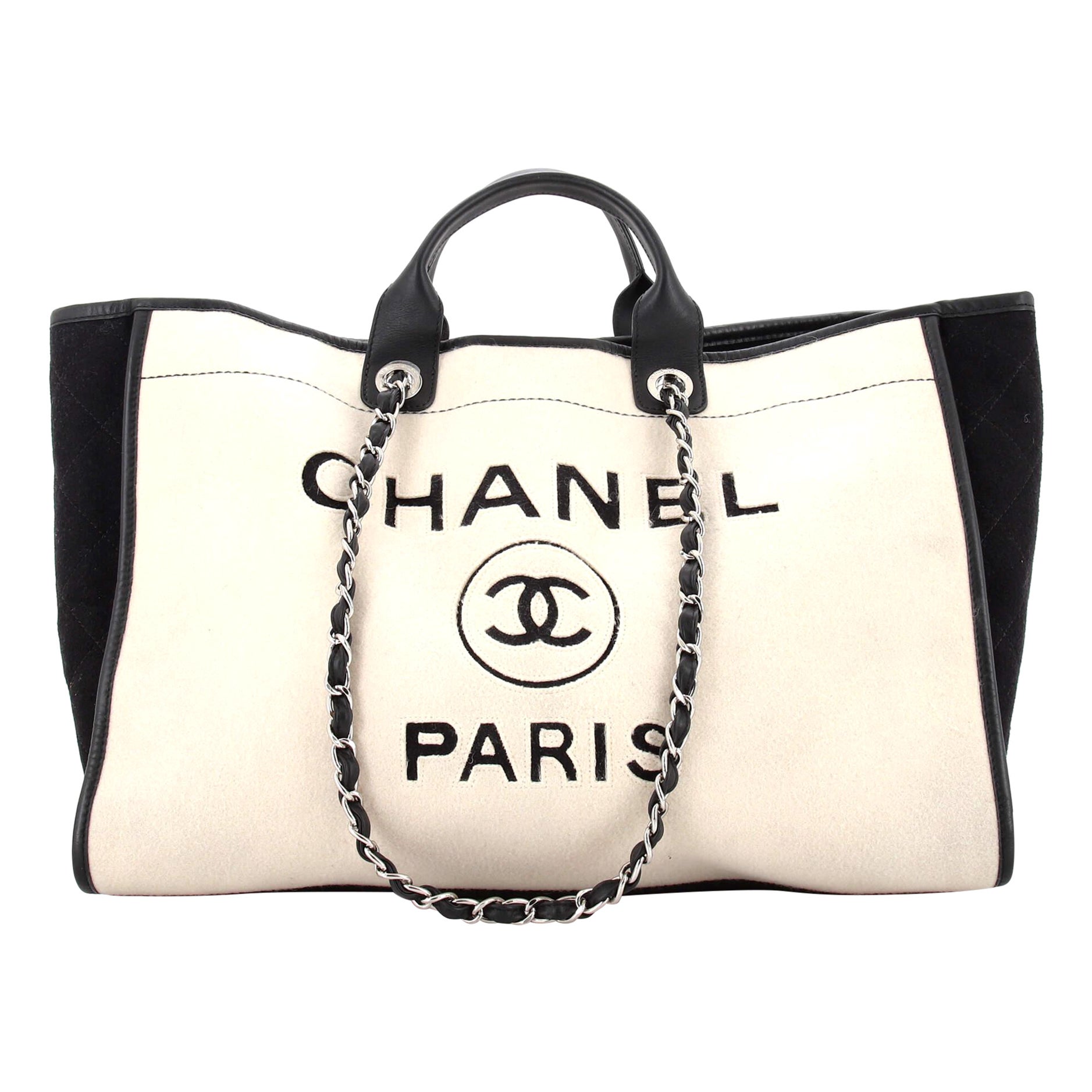 Chanel Deauville Canvas Tote Bag For Sale at 1stDibs