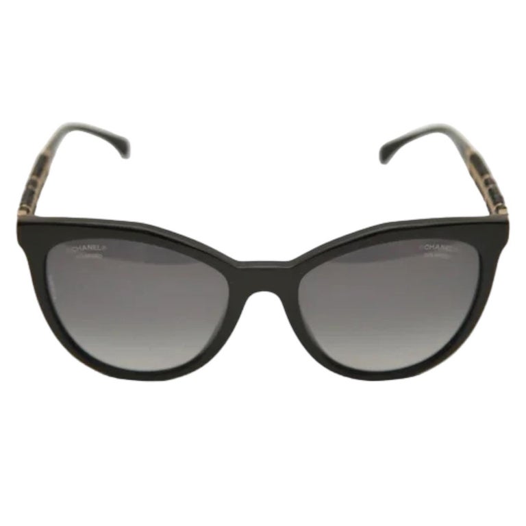 Chanel Black Sunglasses Polarized Grey Lens Beads Gold HW 5376B-A c501-S8 For  Sale at 1stDibs