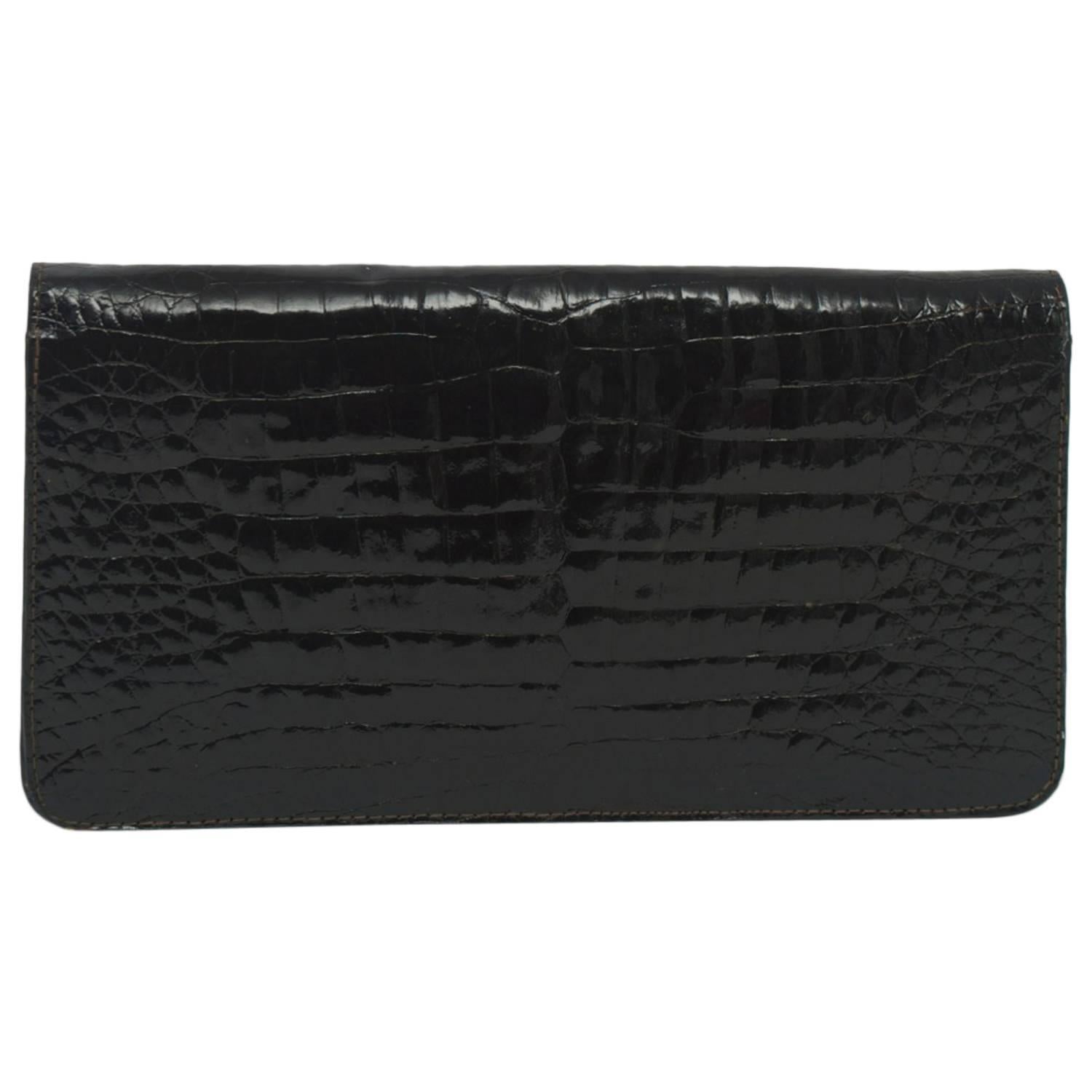 Charles Jourdan Black Croc Clutch