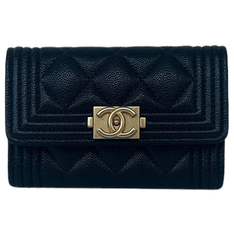 Chanel Quilted Flap Card Holder Black Caviar