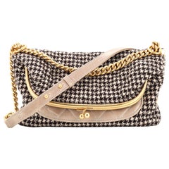 Chanel Tabatiere Kisslock Fold Over Bag Tweed with Quilted Calfskin Medium
