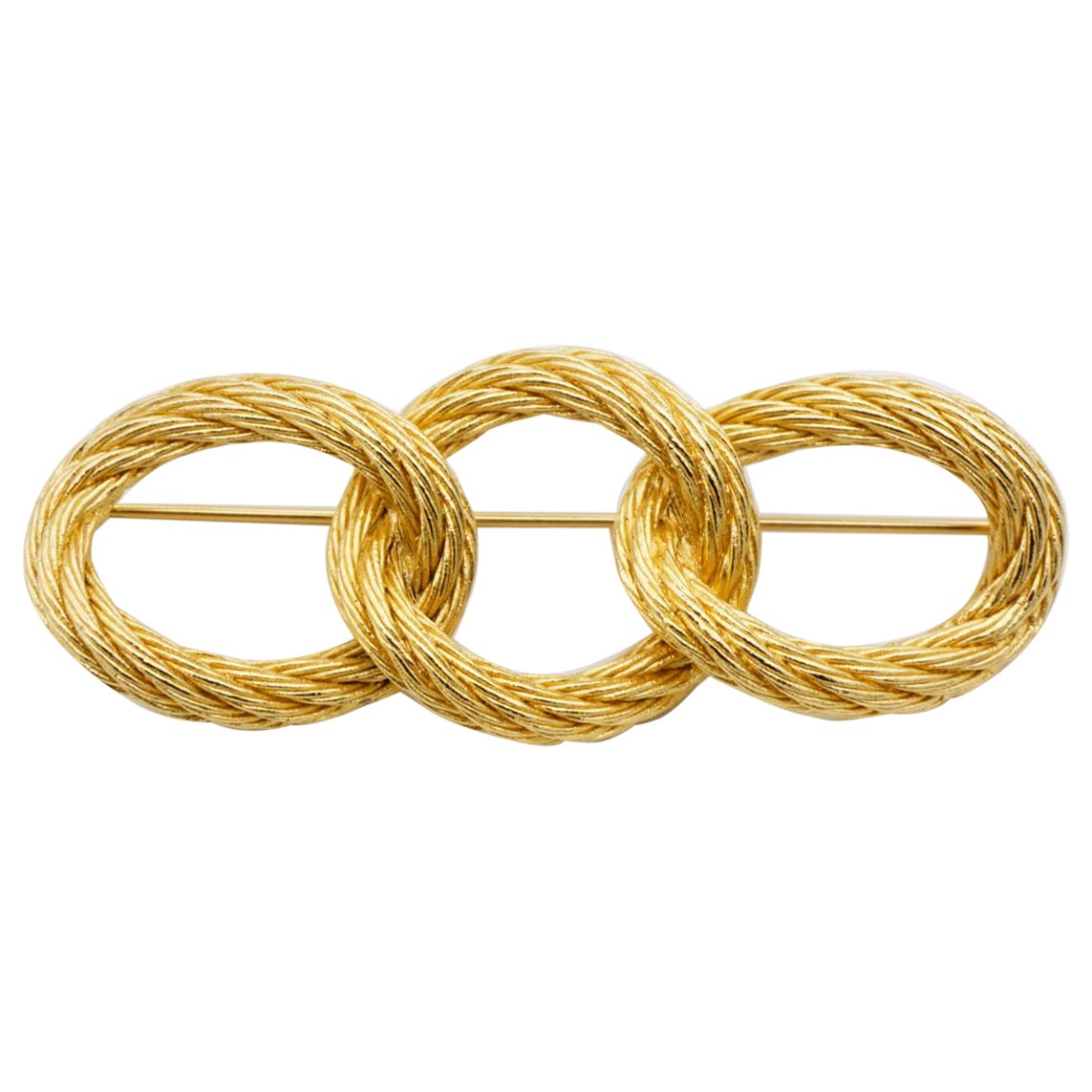 Christian Dior 1980s Vintage Large Trio Oval Interlocked Rope Twist Knot Brooch For Sale